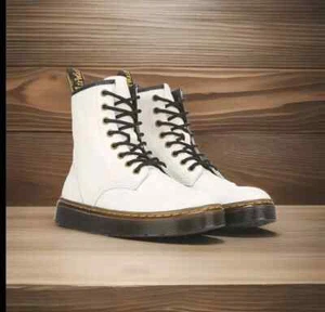 New Dr. Martens Zavala Women’s 9 Men's 8 White Combat Boots Lace-Up Ankle - Picture 1 of 8