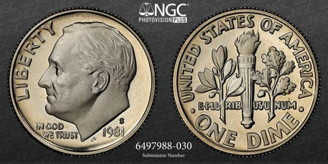 1981 S 10C Roosevelt Dime PF70 Ultra Cameo NGC TYPE 1 PHOTO VISION SKU 3143 Cover