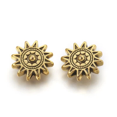 20pcs Tibetan Alloy Sun Beads Nickel-Free Antique Golden Jewelry Making 17x17mm - Image 1 of 2