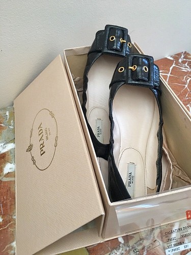 Ballerine PRADA CLASSIC in pelle NERA Vitello lucida con fibbia PRISTINE