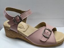 Worishofer 711P Women's ROSE PINK leather Cork Wedge strap Sandal US 8 Eur 38