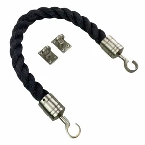 Cuerda barrera grapada negra de 24 mm x 3 m c/w gancho y oculares de níquel satinado - Imagen 1 de 1