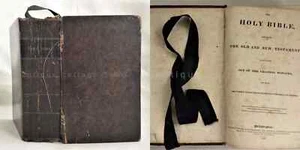 1833 antique BIBLE genealogy MALIN BAKER McCLASKEY KERWIN apocrypha RIBBON - Picture 1 of 13