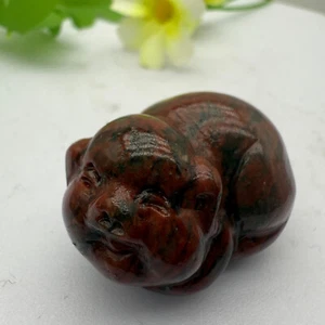 1pz Pietra Grana Rossa Naturale Teschio Quarzo Cristallo Intagliato Maiale Fortunato Reiki Guarigione - Foto 1 di 8