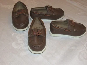 Janie and Jack Boys Brown Boat Shoes Loafer Toddler Kids Sz 5 and 6 (2 pairs) - Picture 1 of 5
