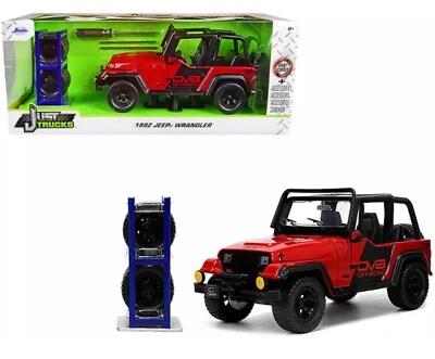 Jeep Wrangler 33851 1992 Jeep Wrangler 33851 rojo diecast Car Jada 1:24 Just Trucks con ruedas adicionales Foto 1 de 4