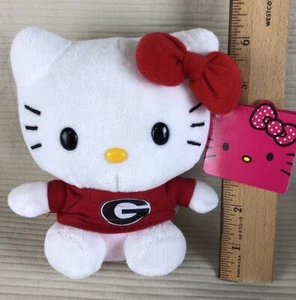 Hello Kitty 6 Zoll Plüsch Georgia Bulldogs University Football rote Schleife Etiketten - Bild 1 von 5