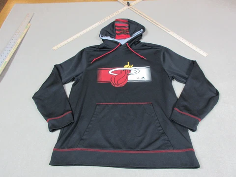 Miami Heat Hoodie Mens Large Black Pullover Sweatshirt Basketball NBA Climawarm Cover