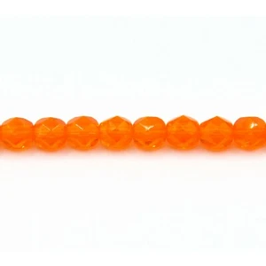 Bright Orange Transparent - 50 6mm Round Czech Glass Faceted Fire Polish Beads - Picture 1 of 1