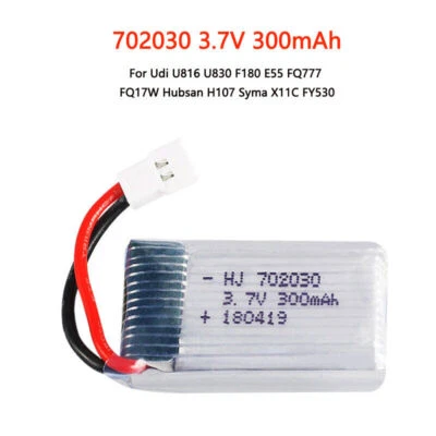3.7v 300mah Lipo Battery For Udi U816 U830 F180 E55 Fq777 Fq17w Hubsan H107 Syma - Image 1 of 3