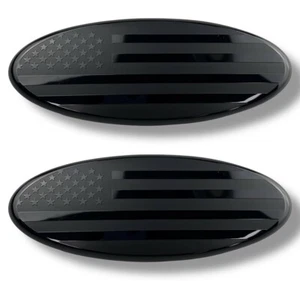 2pcs US Flag Black Rear Tailgate+Front Grille Logo Ford F150,350 without camera - Picture 1 of 4