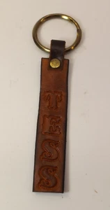Personalized Leather Keychain, Engraving, Handcrafted "TESS" - Picture 1 of 2