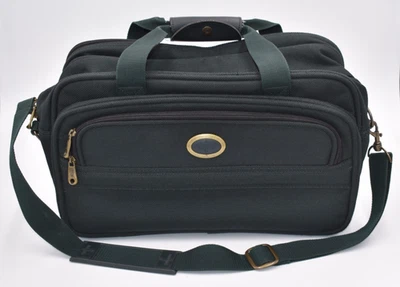 Vtg ATLANTIC Carry On Overnight Bag Luggage Tote -- Olive Green w/Shoulder Strap - Image 1 of 4
