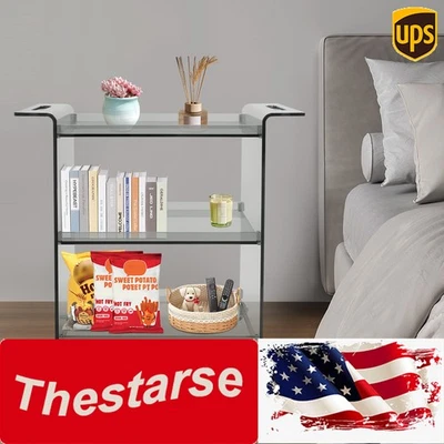 Kitchen Cart with Wheels 3 Tiers Mobile PC Cart Rolling Serving Cart Smoke Gray - Image 1 of 4