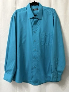 Pierre Cardin Long Sleeve Button Up Teal Slim Fit Size XL 17-171/2 34-35 - Picture 1 of 5
