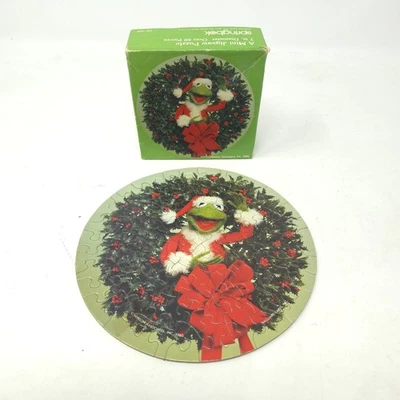 Mini rompecabezas Springbok 1980 de colección, ¡Jolly Hollydays! Kermit, 60 piezas completo Foto 1 de 4