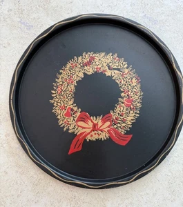 Nashco Products Weihnachtskranz Deko Tablett Vintage ~11" rund - Bild 1 von 8
