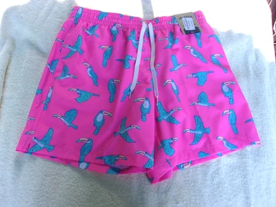 NWT Chubbies swim trunks, men's M, L, XL, 5.5 in. ins., pink, Toucan bird print - Image 1 of 4