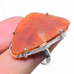 Cornalina Rough Piedra Preciosa Hecho 925 Plata de Ley Joyería Anillo Talla - Imagen 1 de 5