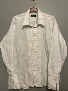 Vtg Gitman Bros Shirt Mens 17.5-36 White Tuxedo Formal Pleated French Cuff (D362 - Picture 1 of 7