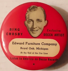 Bing Crosby Record Duster 3.5 inches Royal Oak MI Edward Furniture advertisement - Picture 1 of 2
