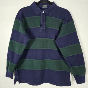 Vintage Brooks Brothers Striped Preppy 100% Cotton Mens Large Long Sleeve Polo - Picture 1 of 5