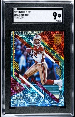 2021 Panini Donruss Elite Jerry Rice #96 Teal 7/25 - Image 1 of 2