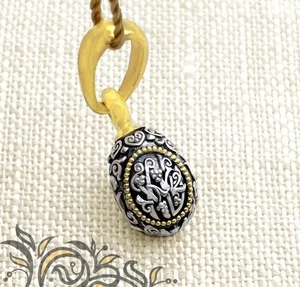 925 Sterling Silver Easter Egg Pendant 999 Gold Gilded 0.78" Orthodox Gift - Picture 1 of 1