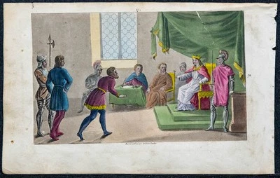 1825 - The King Childebert II the Just - engraving antique - Histoire De France - Bild 1 von 4