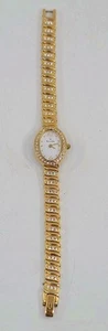 Vintage Bulova Gold Tone Rhinestone Women's Crystal Watch 97V23 Need Battery - Picture 1 of 6
