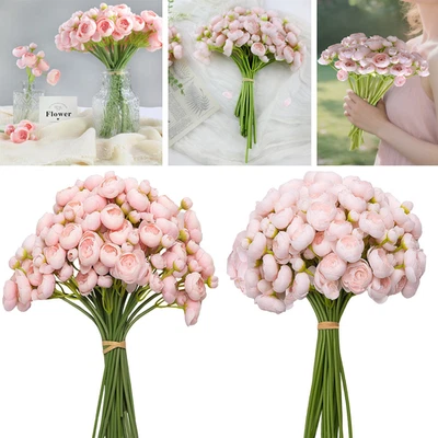 Ramo de rosas de té artificial pequeño camelia novia dama de honor sosteniendo decoración de flores Foto 1 de 4