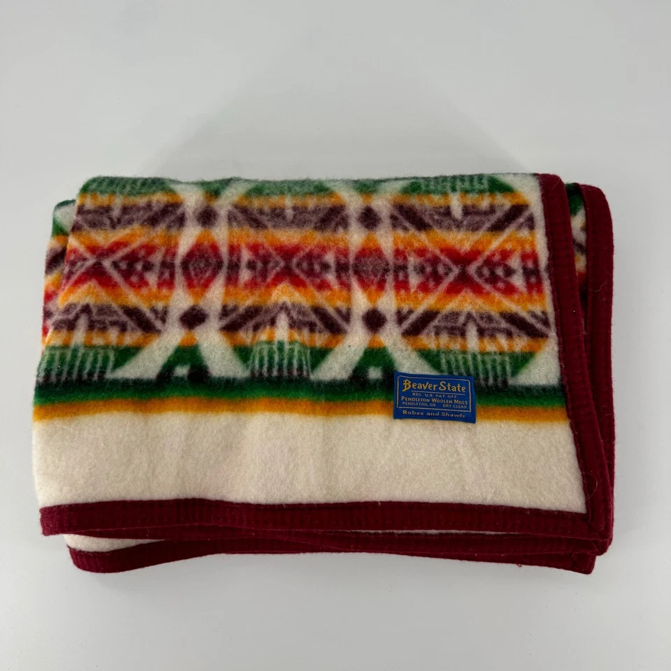 Beaver State Pendleton Woolen Mills Manta Bata Mantón Geométrico Nativo Americano Foto 1 de 3