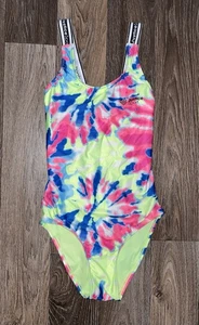 GIRLS ONE 1 PIECE TIE DYE BATHING SUIT BY JUSTICE SPORT SIZE XL 16 - 18 WORN 1 X - Picture 1 of 3