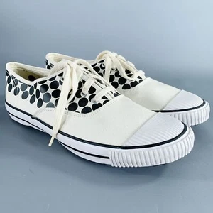COMME des GARCONS Winter 2014 Size 9 Cream Black Polka Dot Canvas Sneakers - Picture 1 of 9