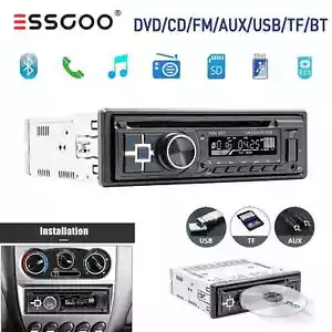 Car Radio Stereo CD DVD Player Bluetooth Hands Free AUX USB FM MP3 Single 1 DIN - Picture 1 of 12