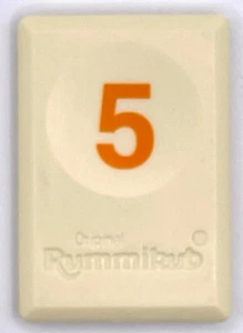Rummikub Tile Orange 5 Game Replacement Smooth Number Engraved Back Pressman - Imagen 1 de 2