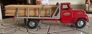 Vintage Tonka 1955-56 Lumber Truck with Wood Load Pressed Steel Toy
