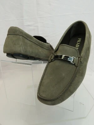 MOCASINES MOCASINES DE CONDUCCIÓN PRADA 2DD159 GAMUZA FUMO CAQUI LOGOTIPO 7.5 / US 8.5 ITALIA Foto 1 de 4