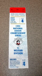 Pittsburgh Pirates 1992 NLCS Game 4 Ticket Stub Atlanta Braves Smoltz Win & RBI - Picture 1 of 3