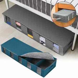 1-2pcs Under Bed Storage Bag Containers Clothes Box Underbed Organizer Non-Woven - Picture 1 of 14