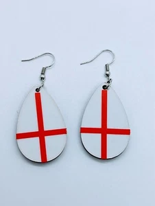 English flag earrings, world cup England sterling silver hooks - Picture 1 of 2