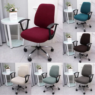 Housse De Chaise De Bureau Fendue Extensible Pour Siège D'ordinateur / - Photo 1/4