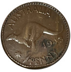 DIE CRACK ERROR 1943 Perth Australia Kangaroo Large Penny George Coin Lot B4-31