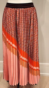 Leo & Ugo Paris Women Multi-Color Pleated Polyester Size 3 (L?)Casual Skirt NEW - Picture 1 of 8