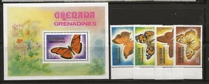 GRENADA GRENADINES Sc 480-4 NH issue of 1982 - SET+S/S - BUTTERFLIES - Picture 1 of 1