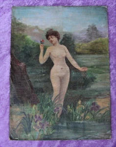 Rares antikes Gemälde nackte Frau Jugendstilzeit um 1900 nude women - Bild 1 von 9
