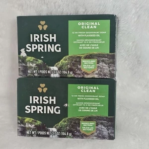 (PACK OF 2 Total 2 Bars) Irish Spring Original Clean Deodorant Bar Soap, 3.7 oz. - Picture 1 of 6