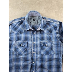 Venti X Camicia Uomo Grande Blu Plaid Western Snap Manica Lunga Cowboy *Leggi - Foto 1 di 9