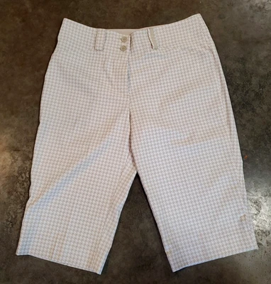 Pantalones Cortos de Golf Nike Blanco Beige Pata de Gallo Frente Plano Dri Fit Para Mujer Talla 4 P o S Foto 1 de 4
