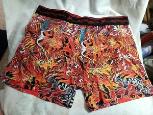 Boxer pantaloncino uomo XL Ed Hardy slip "IGNITE THE FLAME" arancione brillante rosso nero - Foto 1 di 6